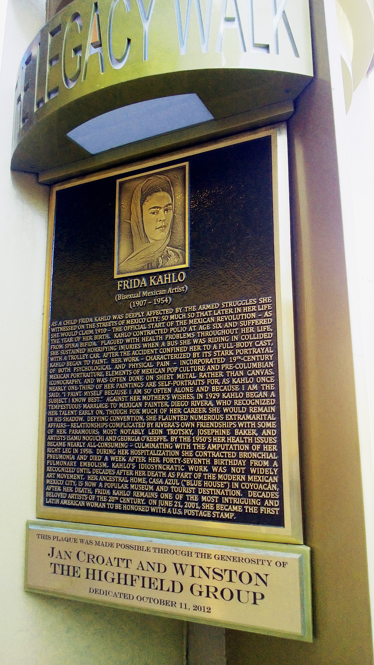 Frida Kahlo Bronze Memorial